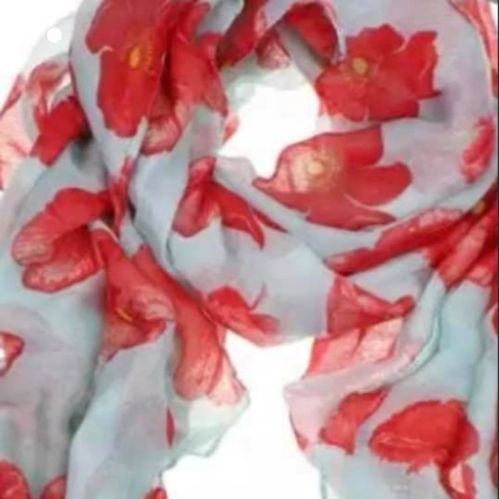 Ladies beautiful poppy scarf - Picture 3 of 4